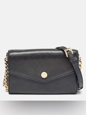 Michael Kors Jet Set Travel Crossbody Wallet/Purse - Black with Gold Hardware